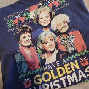 GOLDEN GIRLS ADULT BLUE LARGE HAVE A GOLDEN CHRISTMAS LS TEE EUC TV SHOW ACTRESS